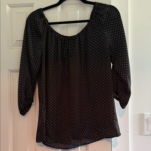 Ann Taylor Black and White Polka Dot Blouse